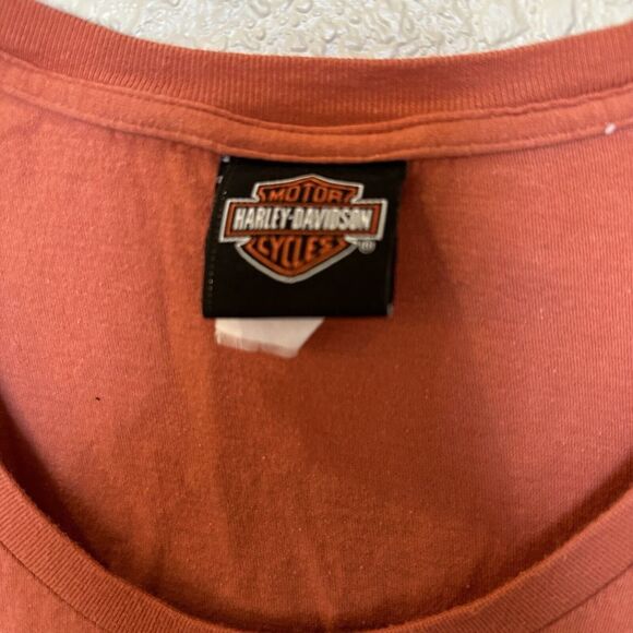Harley-Davidson Orange Women Eagle Shirt rhinestones Studded large superstition - Picture 3 of 8